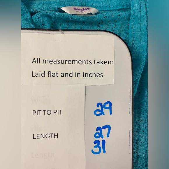 ✨ 4 for $30 ✨ TanJay Teal Lightweight Eyelet Open Cardigan Size 2X - Picture 3 of 4